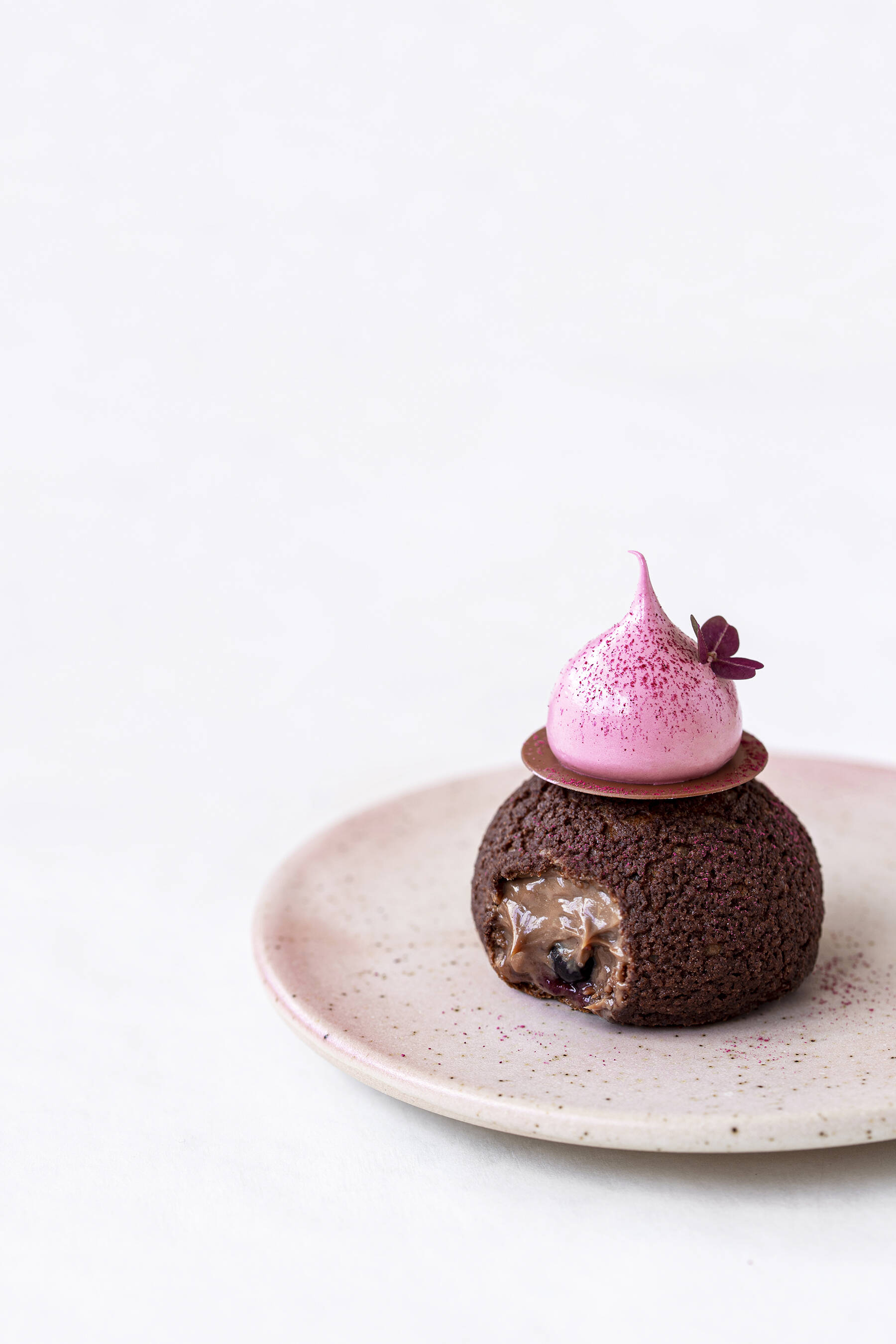 Chocolate blackcurrant choux au craquelin
